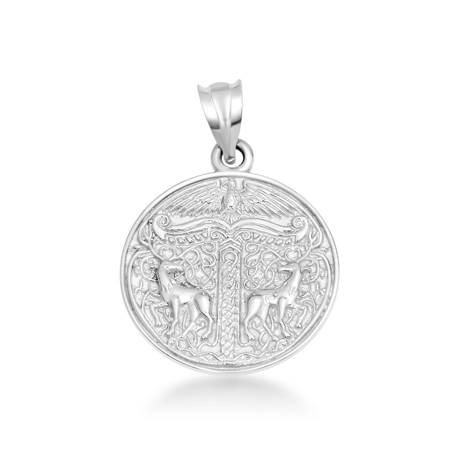 Gold Pagan Irminsul Tree of Life Viking Medallion Pendant Necklace (Available in Yellow/Rose/White Gold)