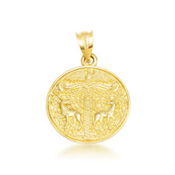 Gold Pagan Irminsul Tree of Life Viking Medallion Pendant Necklace (Available in Yellow/Rose/White Gold)