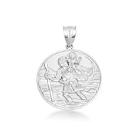 925 Sterling Silver Diamond Cut Patron Saint Christopher Medallion Pendant Necklace Pendant Necklace