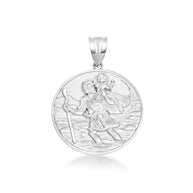 Gold Diamond Cut Patron Saint Christopher Medallion Pendant Necklace Pendant Necklace (Available in Yellow/Rose/White Gold)