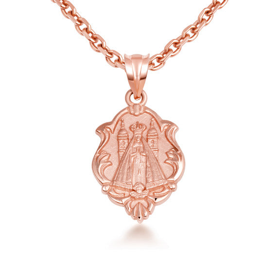 Gold Our Lady of San Juan de los Lagos Religious Pendant Necklace (Available in Yellow/Rose/White Gold)