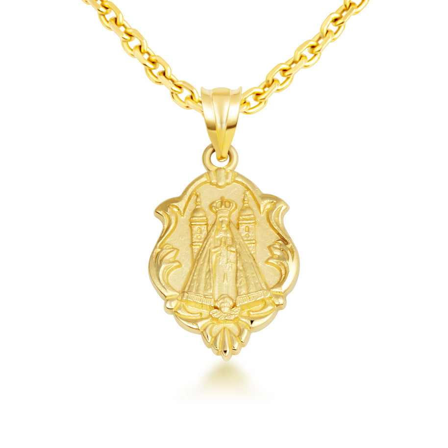 Gold Our Lady of San Juan de los Lagos Religious Pendant Necklace (Available in Yellow/Rose/White Gold)