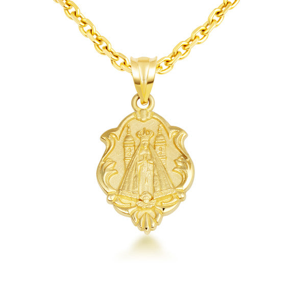 Gold Our Lady of San Juan de los Lagos Religious Pendant Necklace (Available in Yellow/Rose/White Gold)