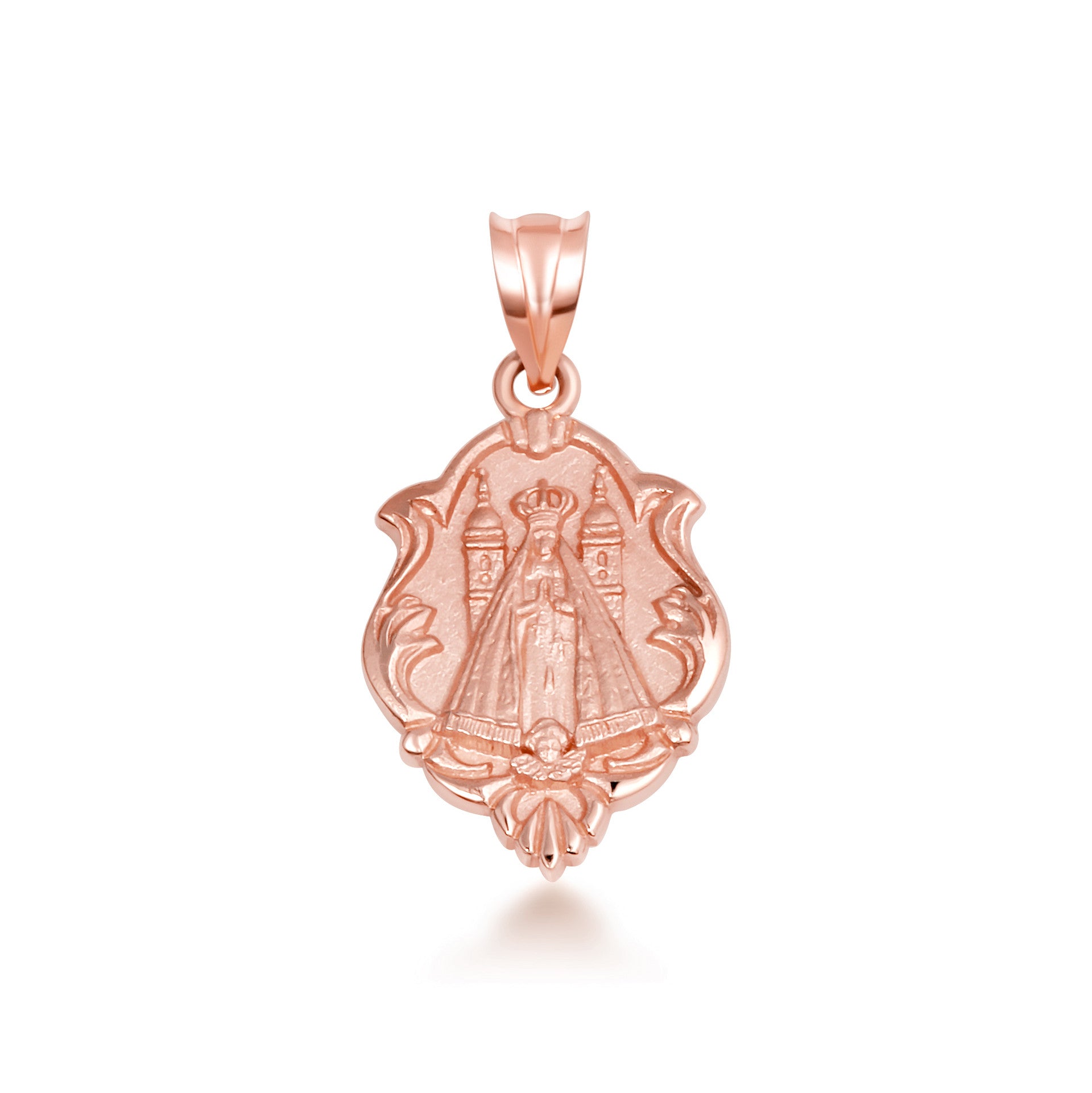 Gold Our Lady of San Juan de los Lagos Religious Pendant Necklace (Available in Yellow/Rose/White Gold)