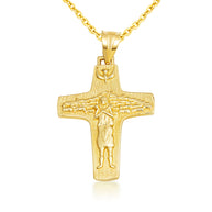 Gold Jesus Christ Good Shepherd Cross Pendant Necklace S/L (Available in Yellow/Rose/White Gold)