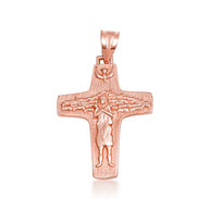 Gold Jesus Christ Good Shepherd Cross Pendant Necklace S/L (Available in Yellow/Rose/White Gold)
