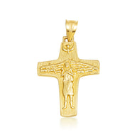 Gold Jesus Christ Good Shepherd Cross Pendant Necklace S/L (Available in Yellow/Rose/White Gold)