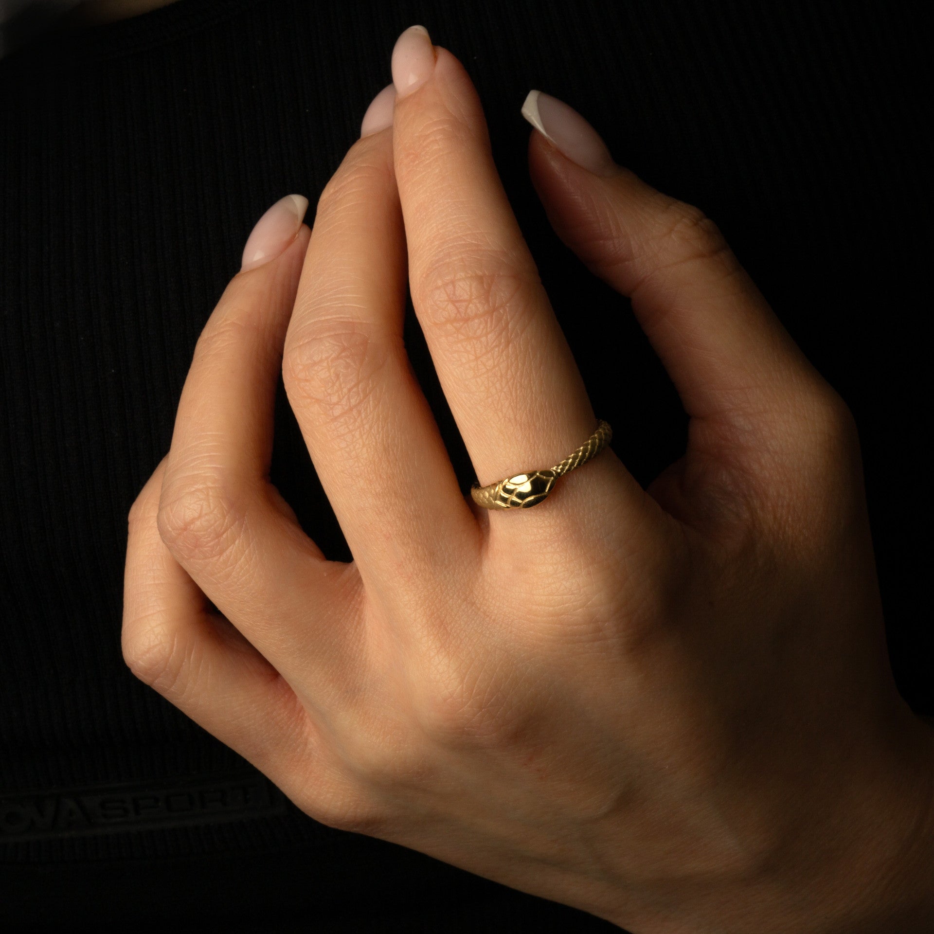Gold Textured Ouroboros Serpent Snake Ring (Available in Yellow/Rose/White Gold)