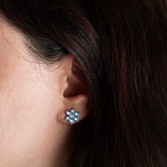 14K Yellow Gold Flower Petal Gemstone Earrings