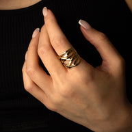 Gold Multi Row Wavy Ring (Available in Yellow/Rose/White Gold)