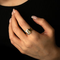 Two-Tone Gold Diamond X Design Multi Row Triple Band Ring (Available in Yellow/Rose/White Gold)