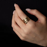 Gold Multi Row Channel Set Diamond Bar Band Ring (Available in Yellow/Rose/White Gold)