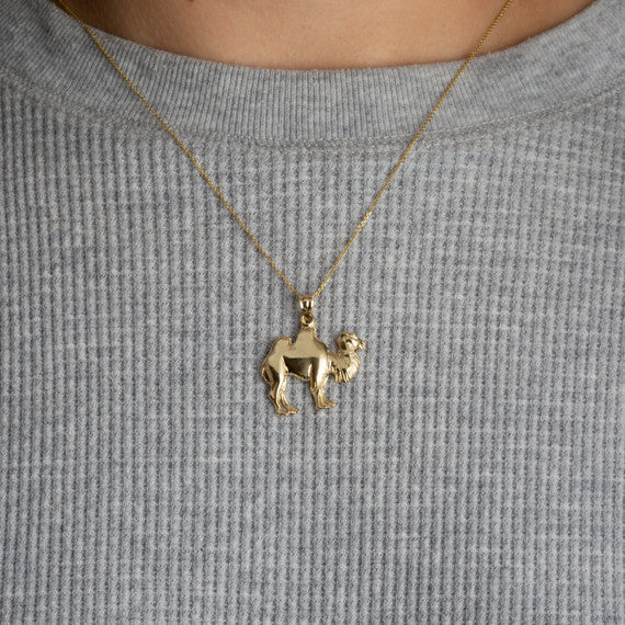 Gold Desert Camel Pendant Necklace (Available in Yellow/Rose/White Gold)