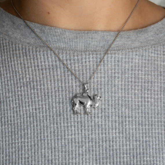 .925 Sterling Silver Desert Camel Pendant Necklace