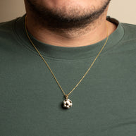 Yellow Gold 3D Enamel Soccer Ball Sports Pendant Necklace