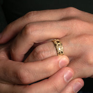 Gold Textured Square Nugget Band Ring (Available in Yellow/Rose/White Gold)