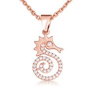 Gold Cubic Zirconia Seahorse Pendant Necklace (Available in Yellow/Rose/White Gold)