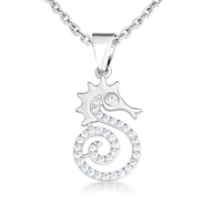.925 Sterling Silver Cubic Zirconia Seahorse Pendant Necklace