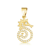 Gold Cubic Zirconia Seahorse Pendant Necklace (Available in Yellow/Rose/White Gold)