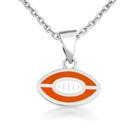 .925 Sterling Silver Red Enamel Football Sports Pendant Necklace