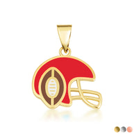 Gold Red Enamel Football Helmet Sports Pendant Necklace (Available in Yellow/Rose/White Gold)