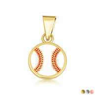 Gold Enamel Baseball Sports Pendant Necklace (Available in Yellow/Rose/White Gold)