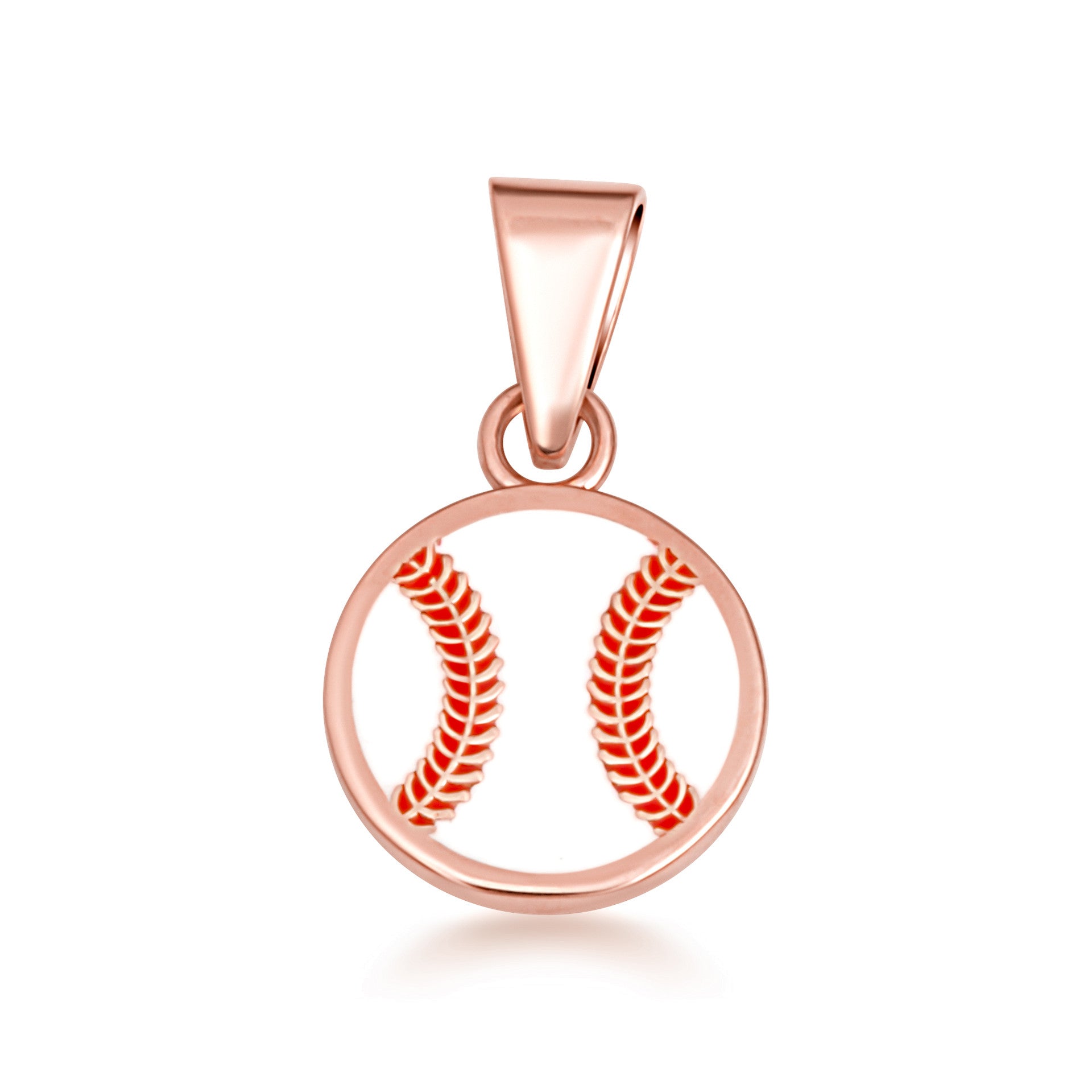 Gold Enamel Baseball Sports Pendant Necklace (Available in Yellow/Rose/White Gold)
