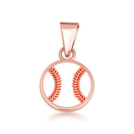 Gold Enamel Baseball Sports Pendant Necklace (Available in Yellow/Rose/White Gold)