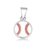 .925 Sterling Silver Enamel Baseball Sports Pendant Necklace