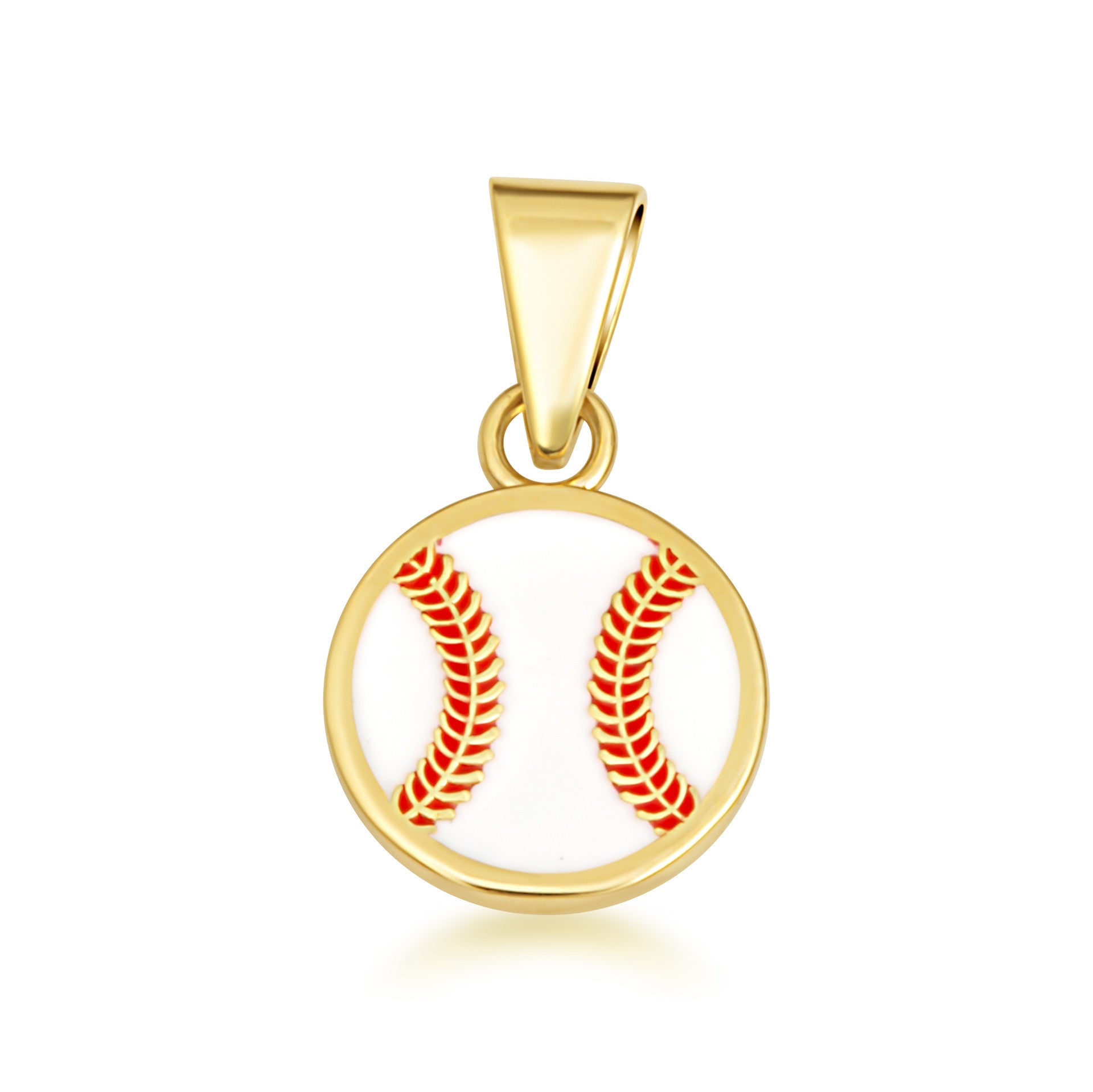 Gold Enamel Baseball Sports Pendant Necklace (Available in Yellow/Rose/White Gold)