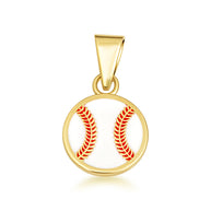 Gold Enamel Baseball Sports Pendant Necklace (Available in Yellow/Rose/White Gold)