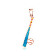 Gold Enamel Baseball Bat Sports Pendant Necklace (Available in Yellow/Rose/White Gold)