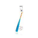 .925 Sterling Silver Enamel Baseball Bat Sports Pendant Necklace