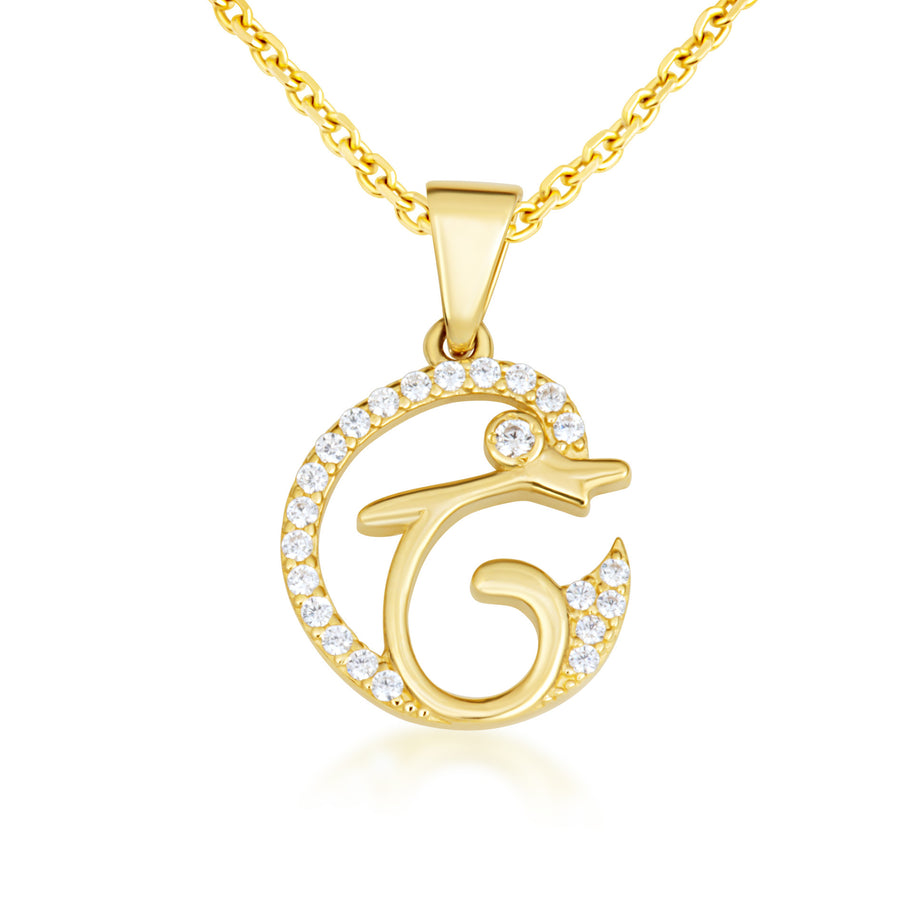 Gold Cubic Zirconia Dolphin Silhouette Pendant Necklace (Available in Yellow/Rose/White Gold)