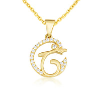 Gold Cubic Zirconia Dolphin Silhouette Pendant Necklace (Available in Yellow/Rose/White Gold)
