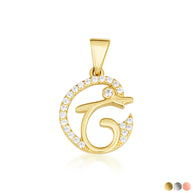 Gold Cubic Zirconia Dolphin Silhouette Pendant Necklace (Available in Yellow/Rose/White Gold)