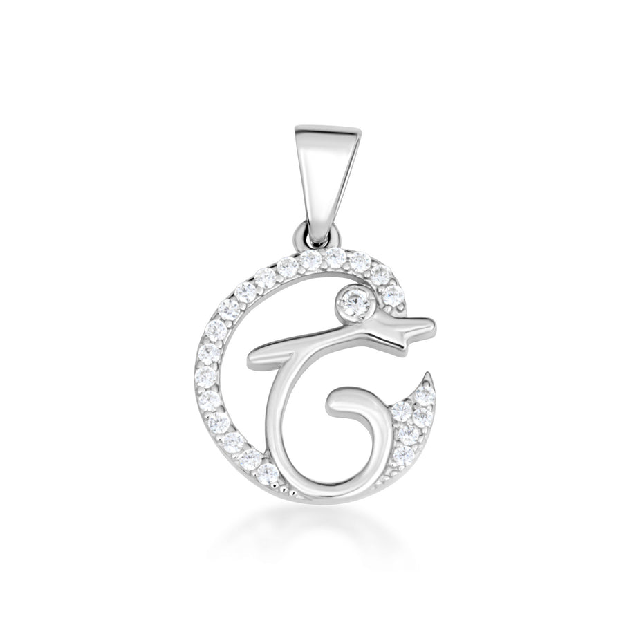 Gold Cubic Zirconia Dolphin Silhouette Pendant Necklace (Available in Yellow/Rose/White Gold)
