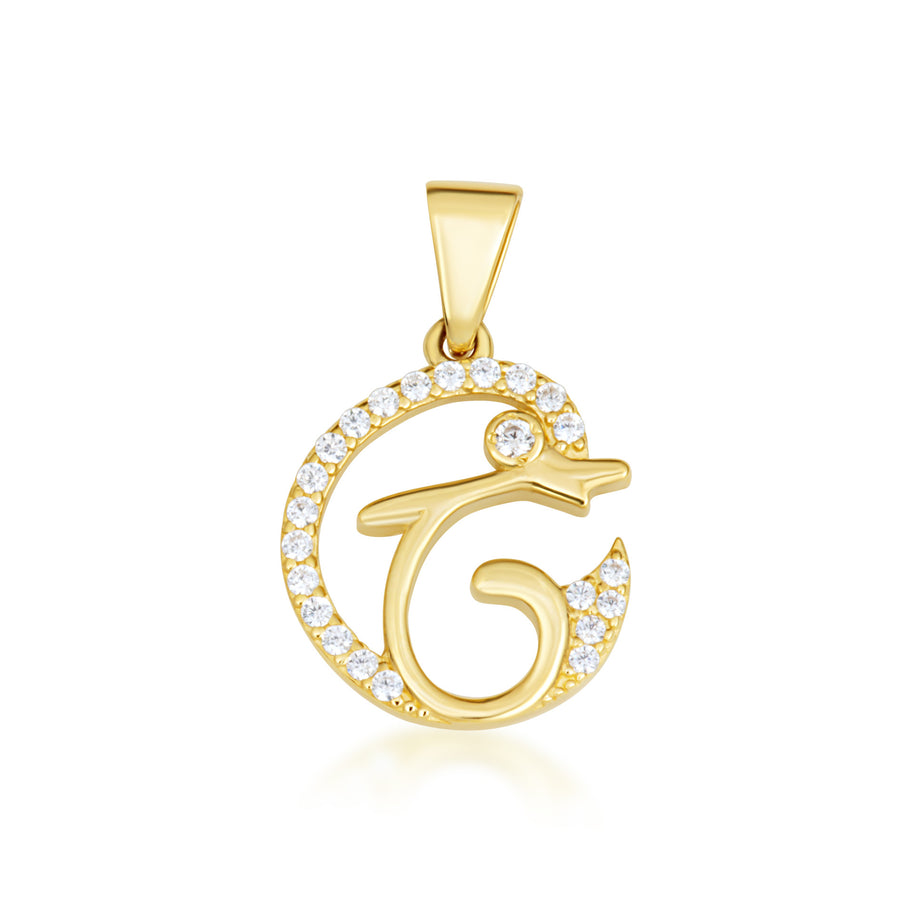 Gold Cubic Zirconia Dolphin Silhouette Pendant Necklace (Available in Yellow/Rose/White Gold)