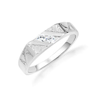 .925 Sterling Silver Cubic Zirconia Striped Band Ring