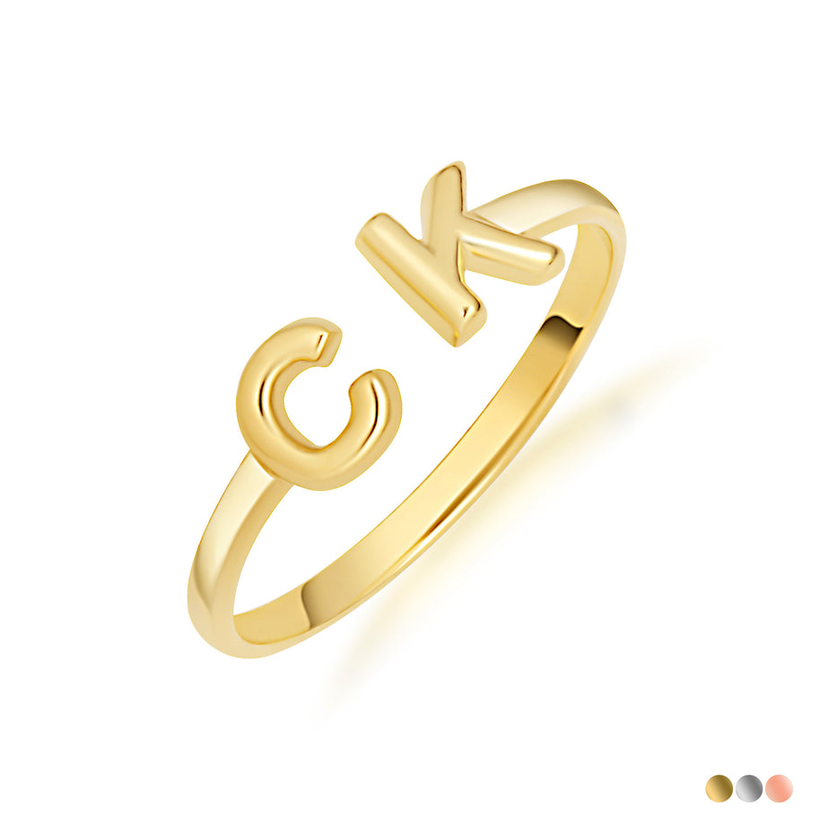 Gold Custom Letter "A-Z" Initial Band Ring (Available in Yellow/Rose/White Gold)