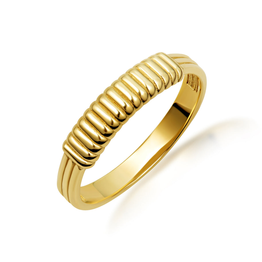 Gold Ribbed Band Statement Ring (Available in Yellow/Rose/White Gold)