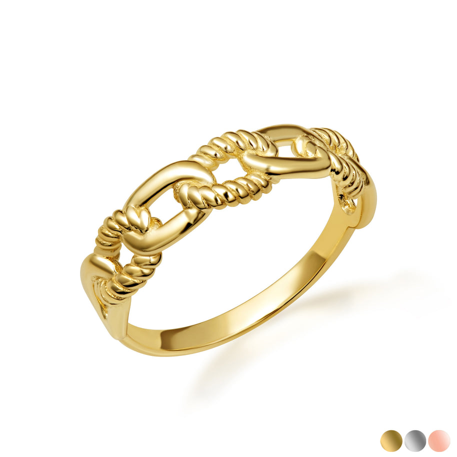Gold Chain Link Band Ring (Available in Yellow/Rose/White Gold)