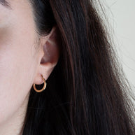 14K Solid Yellow Gold Textured Hoop Earrings