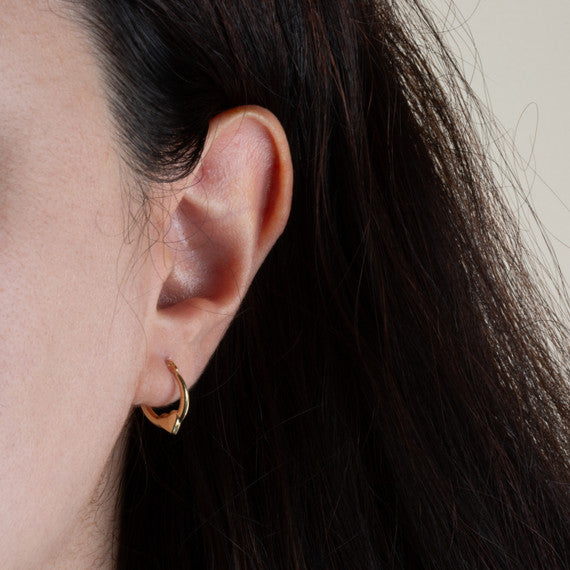 14K Yellow Gold Heart Hoop Earrings