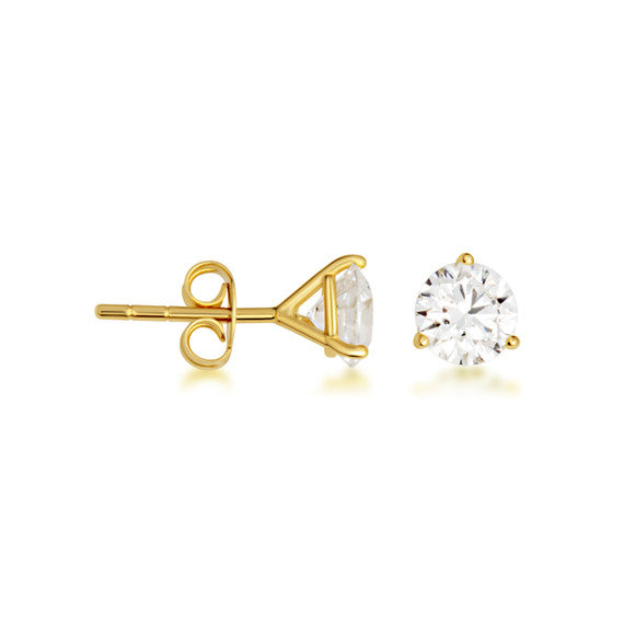 14K Yellow Gold Lab Grown Diamond Martini Stud Earrings 1.68ct