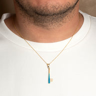 Gold Enamel Baseball Bat Sports Pendant Necklace (Available in Yellow/Rose/White Gold)