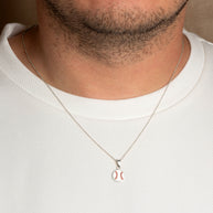 .925 Sterling Silver Enamel Baseball Sports Pendant Necklace