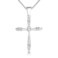 Gold 1/2 ct CZ Cross Pendant Necklace (Available in Yellow/Rose/White Gold)