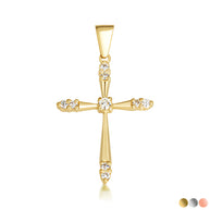 Gold 1/2 ct CZ Cross Pendant Necklace (Available in Yellow/Rose/White Gold)