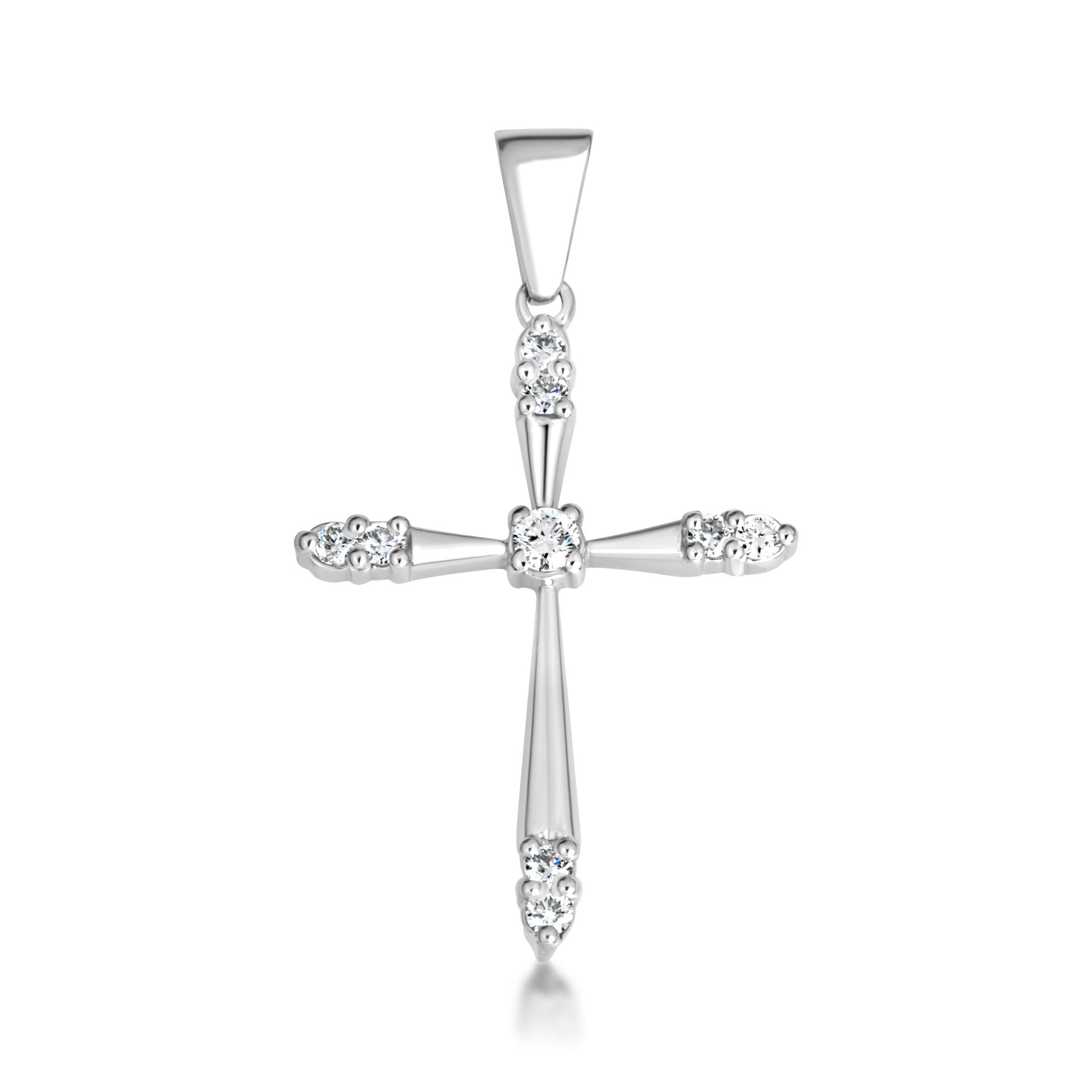 Gold 1/2 ct CZ Cross Pendant Necklace (Available in Yellow/Rose/White Gold)